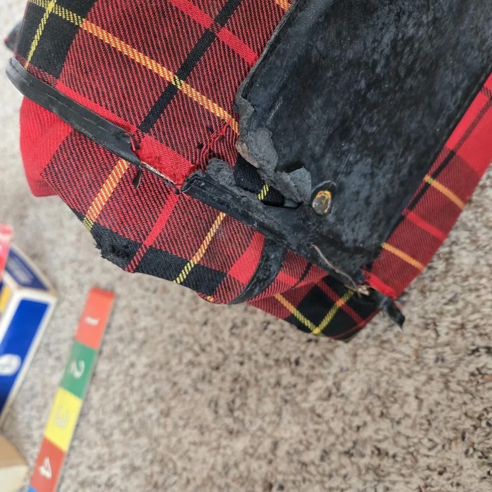 Red CarSac Plaid Hanging Garment Bag Storage Vintage Travel Retro Suitcase